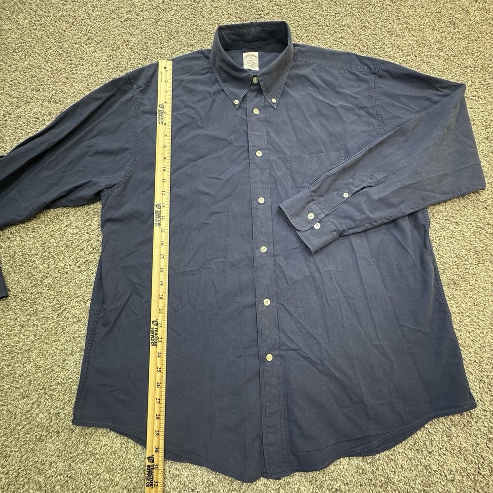 Brooks Brothers Button Up Shirt Men's XL Navy Blue Long Sleeve Polo Madison - Picture 6 of 7